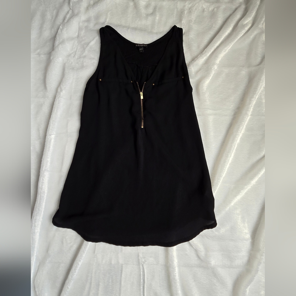 Express Black Tank Top with Gold Zipper